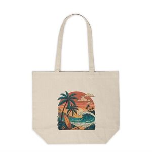 Retro Surf Sand And Sun Custom Beach Tote Bag